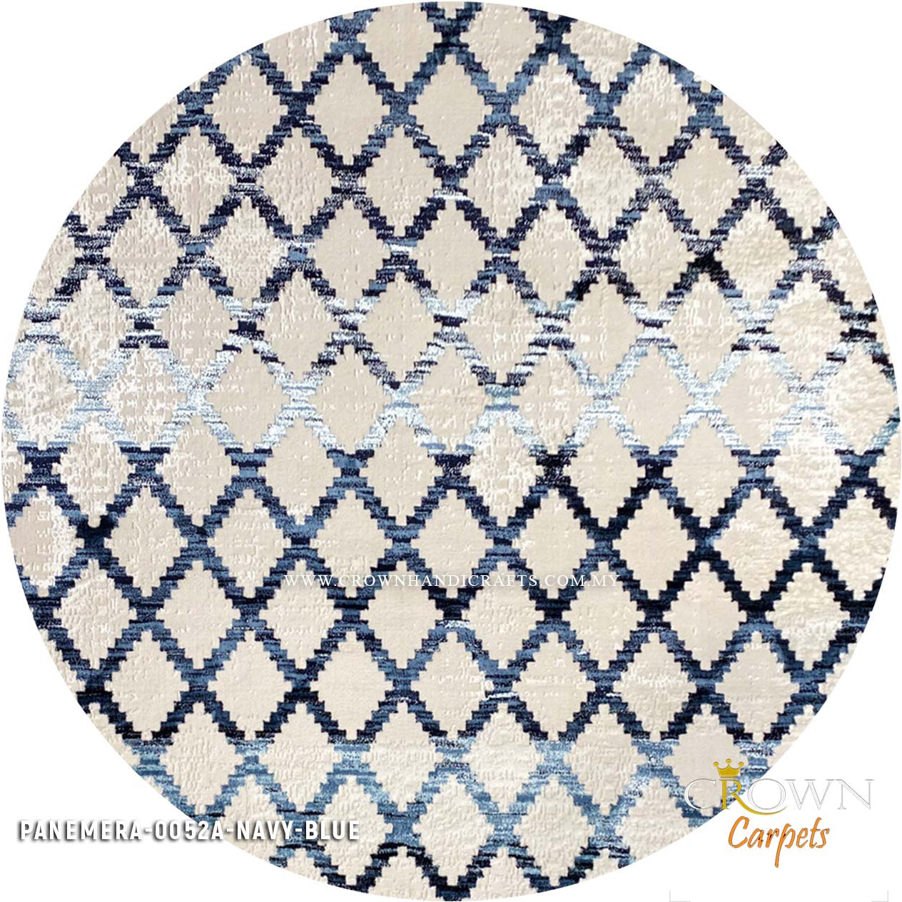 Stunning Round Abstract Design Rug for Modern Interior Design Living Room | Panemera 0052A Navy Blue