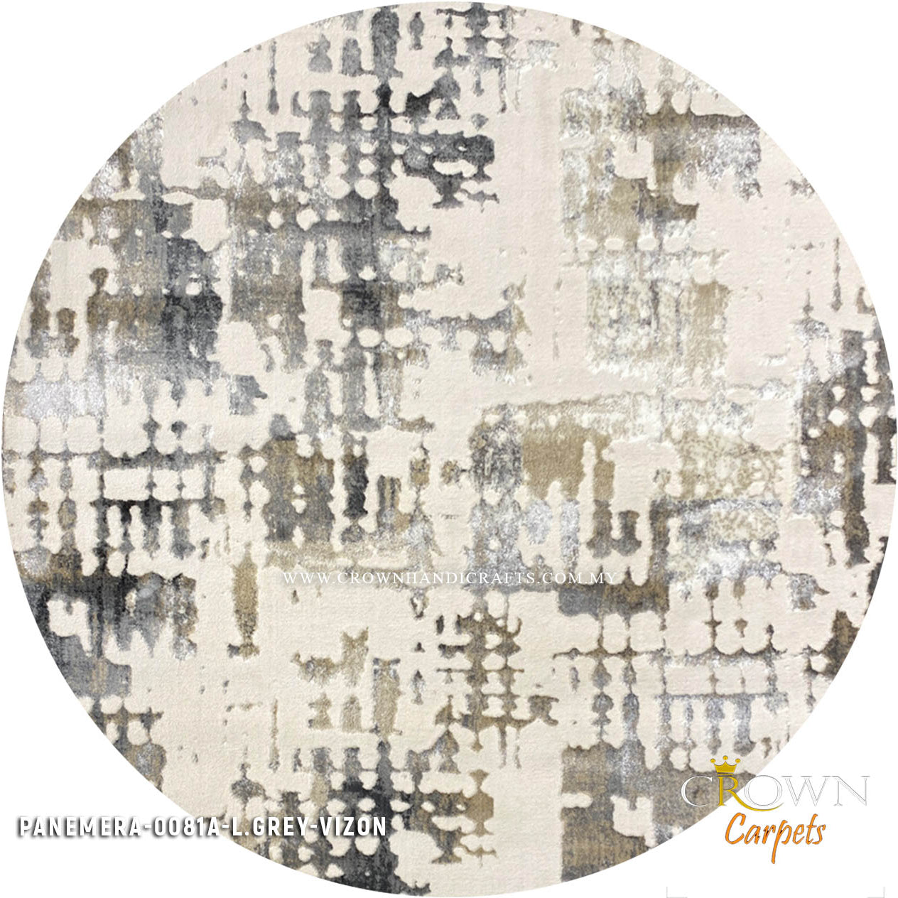 Buy Designer Round Rugs Modern Turkish Carpets Mediterranean Style | Panemera 0081A L.Grey Vizon