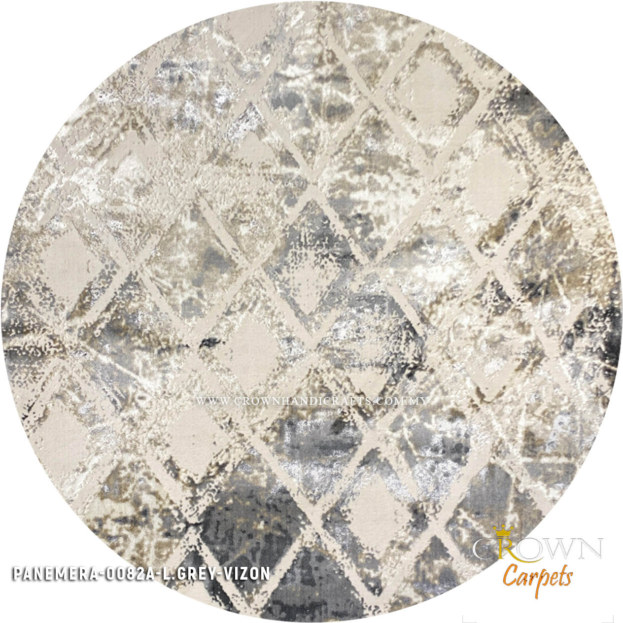 High Quality Modern Round Rugs Designs from Europe Turkish Rugs | Panemera 0082A L.Grey Vizon