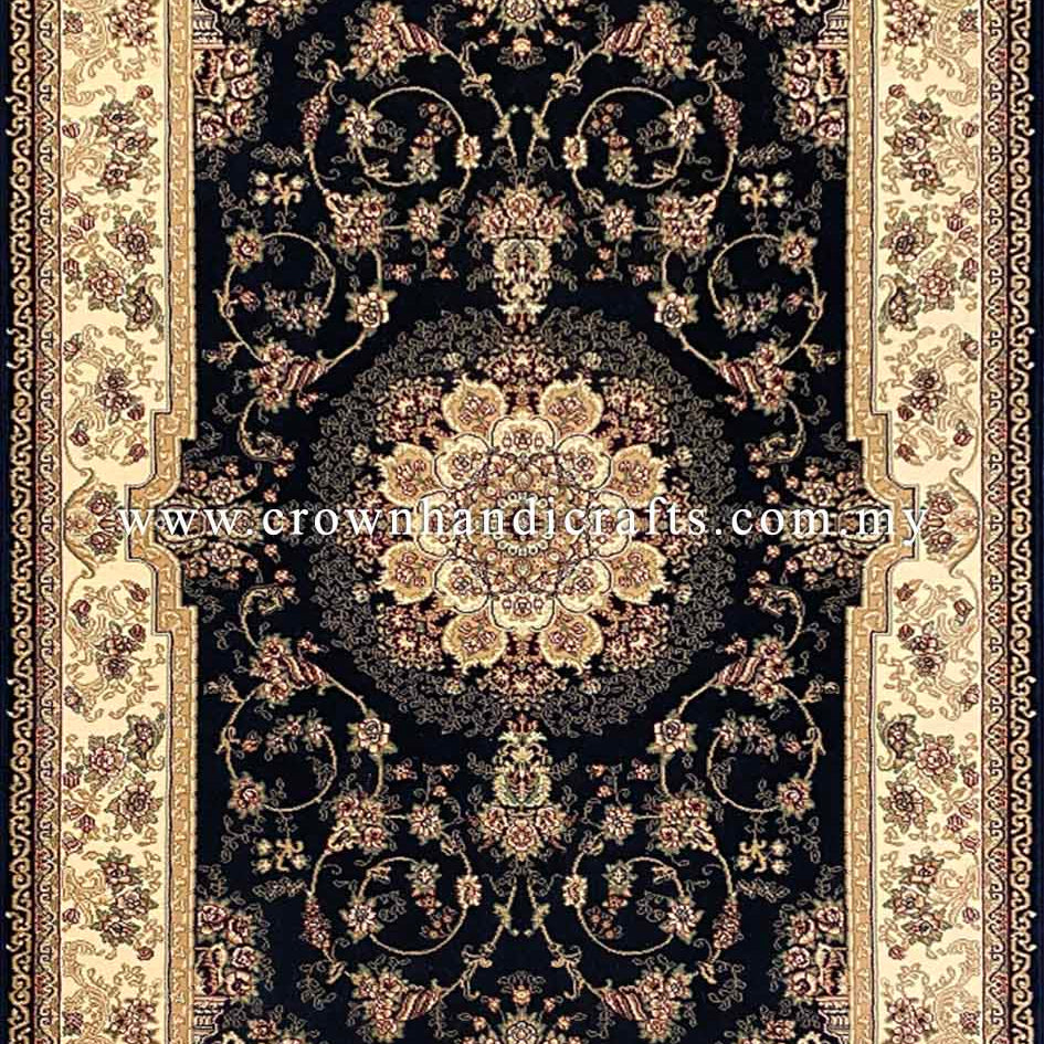 Silk Feel Carpet Persian Design Turkish Rug for Living Room Bedroom Carpet | Regency 008811 Black