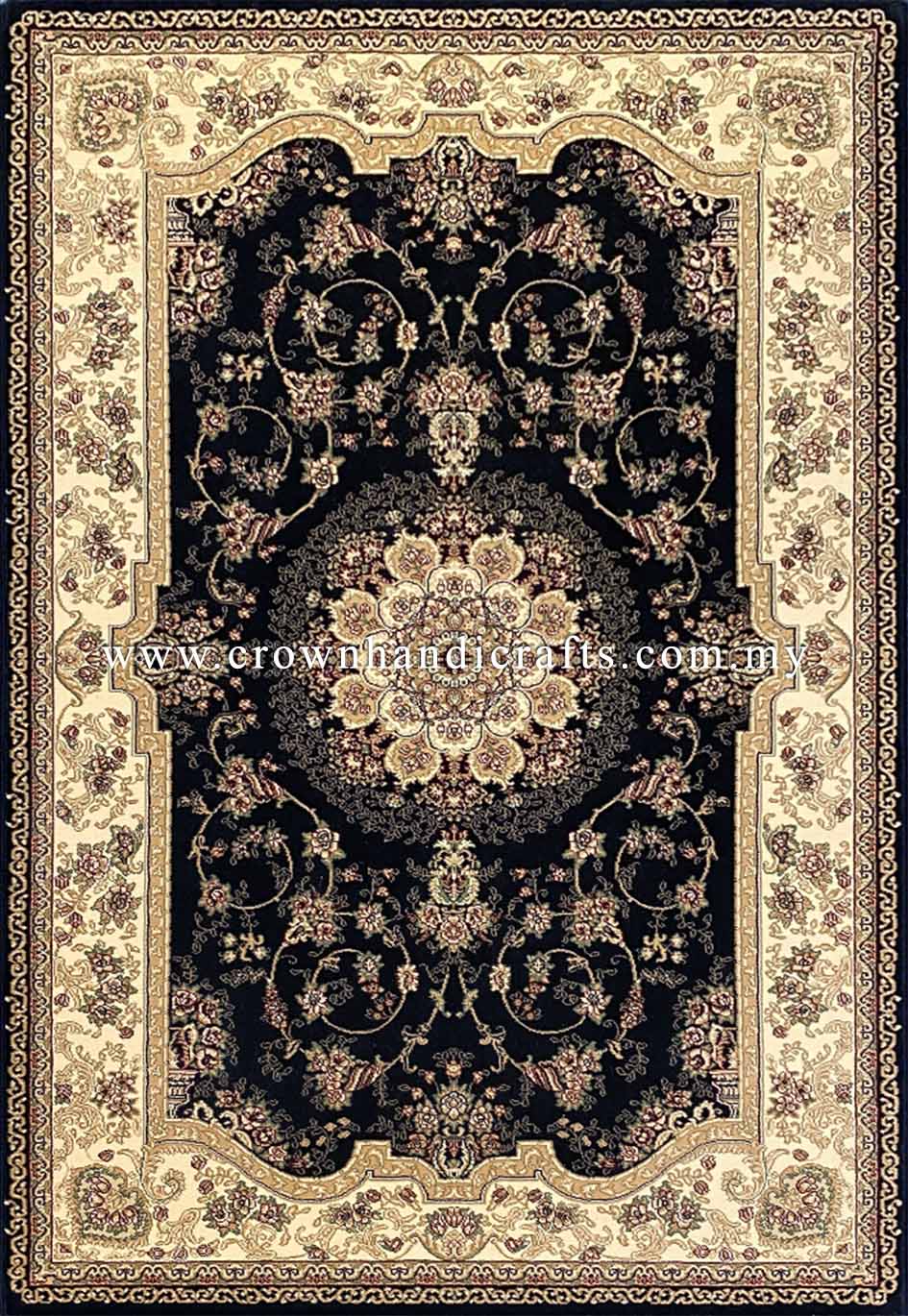 Silk Feel Carpet Persian Design Turkish Rug for Living Room Bedroom Carpet | Regency 008811 Black