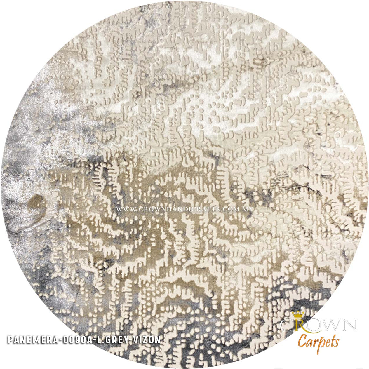 High-End Designer Round Carpets Modern Minimalist Abstract Rugs Shop | Panemera 0090A L.Grey Vizon