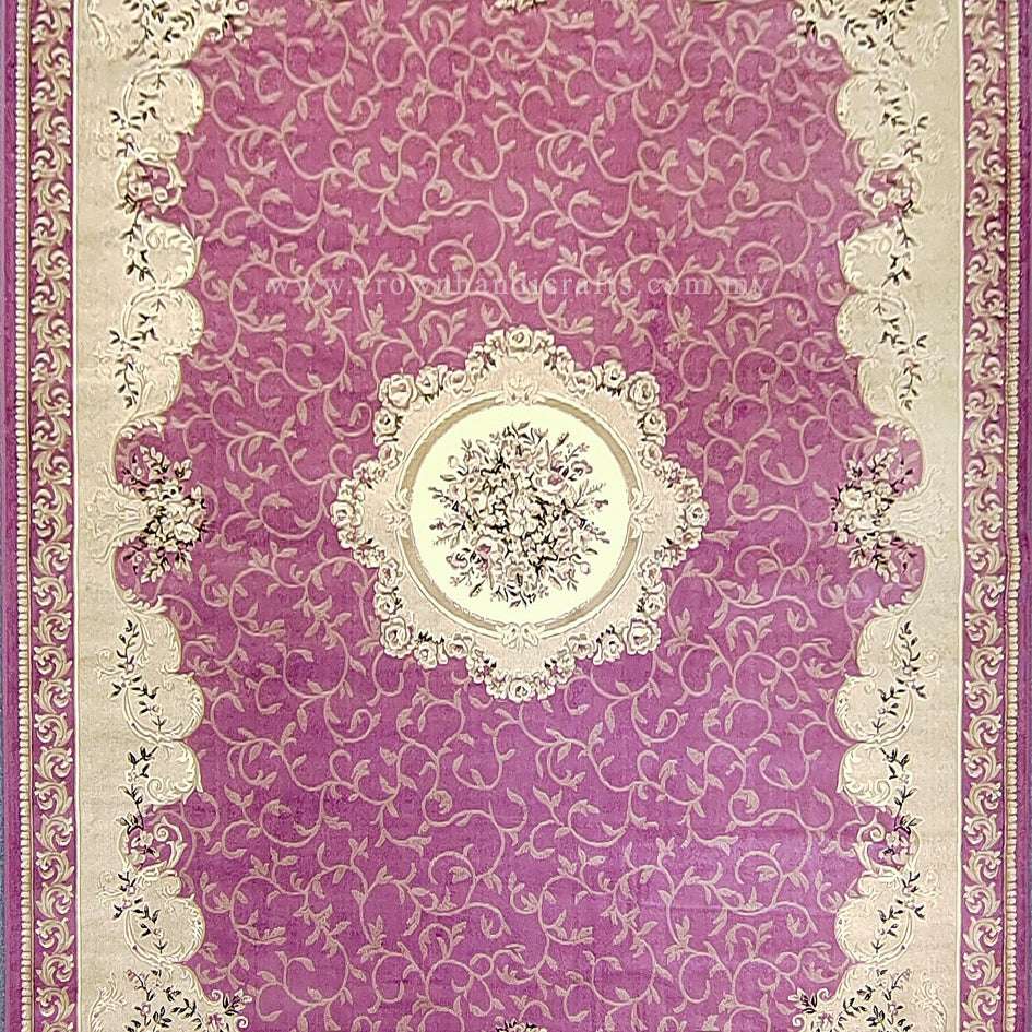 Persian Silk Carpet Iran Design - Silk Man Made Carpet | Zrabi 362 PURPLE (200X275cm)