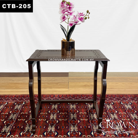 Ornate Victorian Side Table: Solid Wood Design with Brass Inlay & Versatile Functionality | CTB-205 (L20.8 W13 H21.8 Inches)