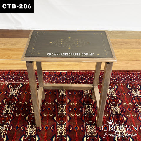 Ornate Victorian Accent Table: Solid Wood Craftsmanship & Brass Inlay for Versatile Elegance | CTB-206 (L15.5 W10.5 H19 Inches)