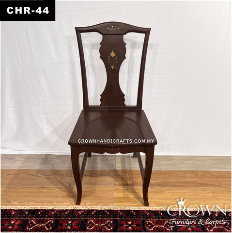 Solid Wood Dining Chair with Tasteful Brass inlay | CHR-44 (L19 W19 H41.5 Inches)