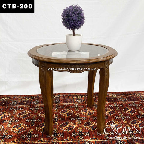 Round Side Table with Glass Top | CTB-200 (D20.5 H18 Inches)