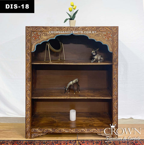Display Cabinet to Showcase the Aesthetic Grace of your Living Room | Accent with Hand Carving along with Hand Painting for artistic enchantment | DIS-18 (L48 W17.7 H59.5 Inches)
