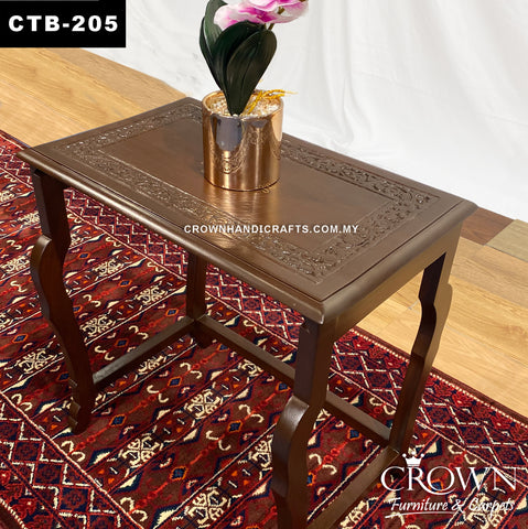 Ornate Victorian Side Table: Solid Wood Design with Brass Inlay & Versatile Functionality | CTB-205 (L20.8 W13 H21.8 Inches)