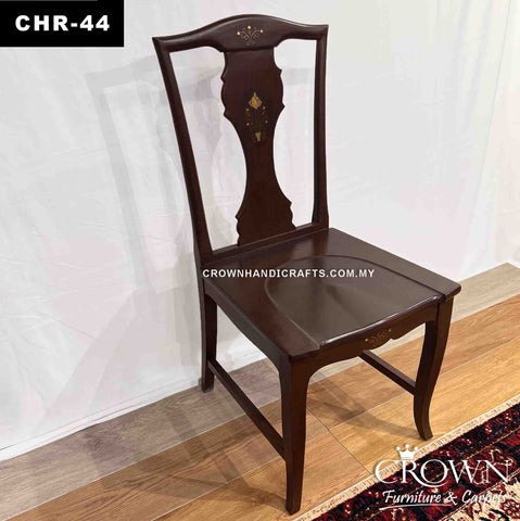 Solid Wood Dining Chair with Tasteful Brass inlay | CHR-44 (L19 W19 H41.5 Inches)