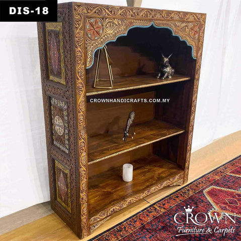 Display Cabinet to Showcase the Aesthetic Grace of your Living Room | Accent with Hand Carving along with Hand Painting for artistic enchantment | DIS-18 (L48 W17.7 H59.5 Inches)