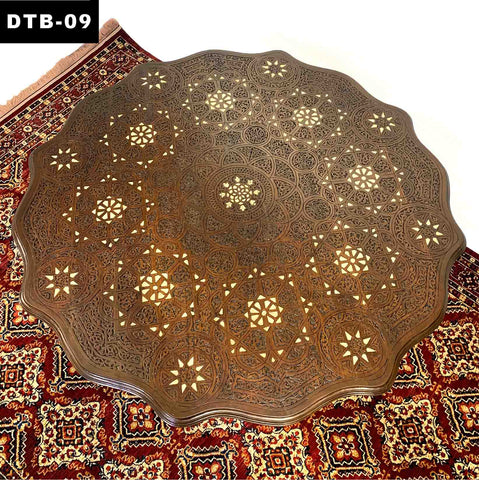 Round Dining Table 4-seater infused with Artistic Hand Carving and White Inlay boldly expressing the Elegant Touch | We speak beyond Aesthetics | DTB-09 (L47.5 W47.5 H30.5 Inches)