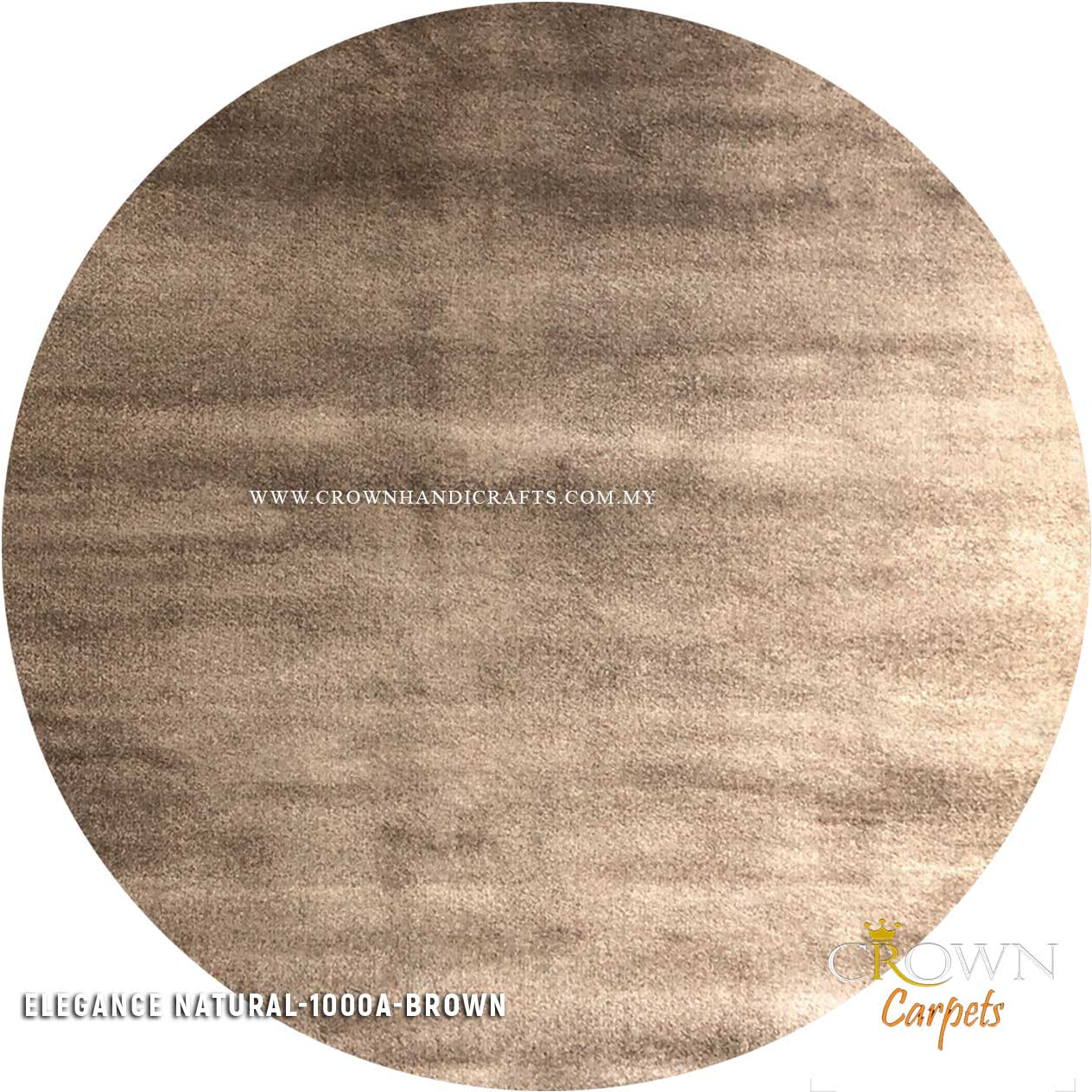 Contemporary Round Carpet Modern Design Rug Turkey Carpets for Living Room Bedroom | Elegance Natural Round 1000A BROWN