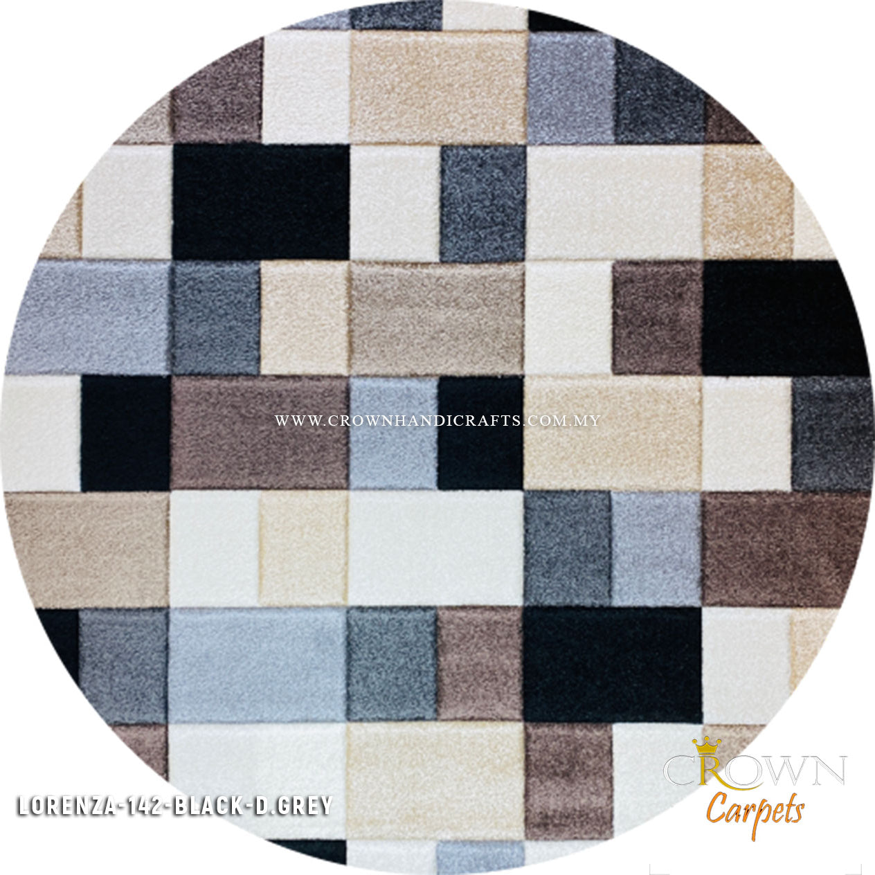 Create Wow Impression to your Living Room by Modern Round Rugs Carpets | Lorenza 142 Black D.Grey