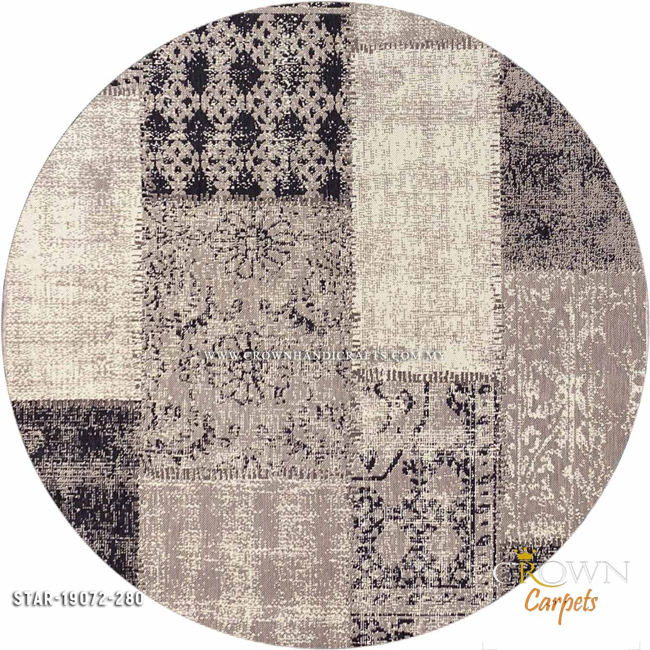 Modern Round Carpet Contemporary Design Turkey Carpets for Living Room | Star Round 19072-280