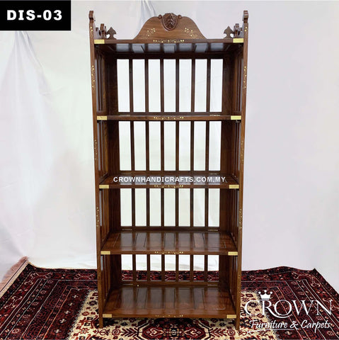 Wooden Bookshelf foldable infused with the Brass in-lay for Elegant look | DIS-03 (L31 W14 H69 Inches)