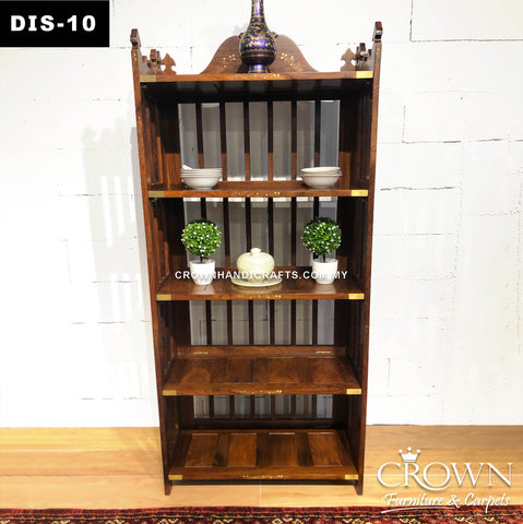 Wooden Bookshelf foldable infused with the Brass in-lay for Elegant look | DIS-10 (L31 W14 H69 Inches)