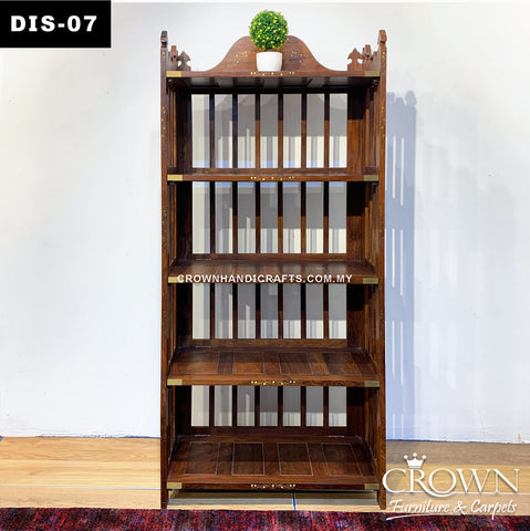 Wooden Bookshelf foldable infused with the Brass in-lay for Elegant look | DIS-07 (L31 W14 H68 Inches)