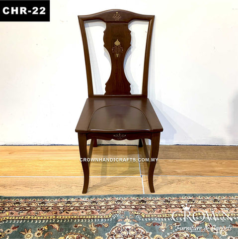 Solid Wood Dining Chair with Tasteful Brass inlay | CHR-22 (L19 W19 H41 Inches)