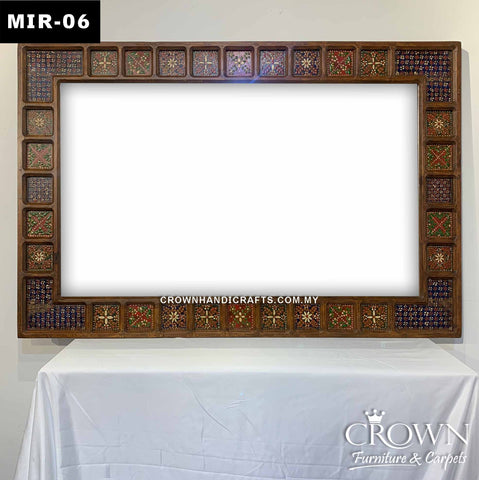 Artistic Rajasthan Style Hand Painted Mirror Frame | Exquisite Masterpiece for your Living Space Decor | MIR-06 (L60 W40 D1.5 Inches)