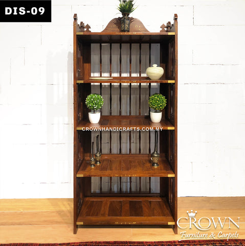 Wooden Bookshelf foldable infused with the Brass in-lay for Elegant look | DIS-09 (L31 W14 H68 Inches)