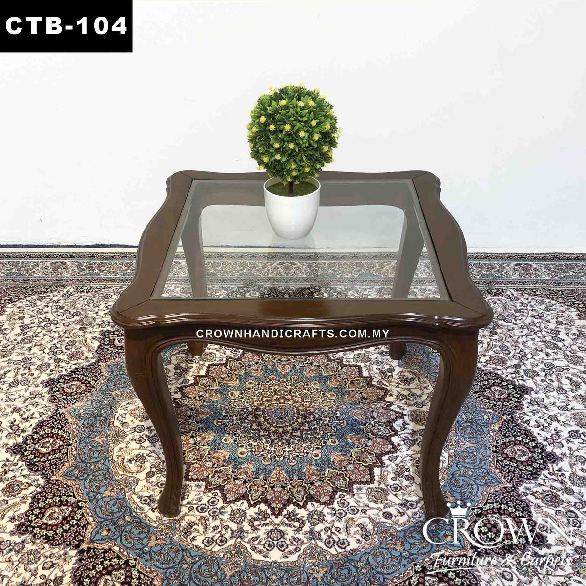 Contemporary Wooden Side Table with Glass Surface | Square Design | CT ...