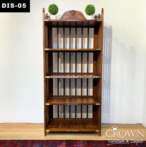 Wooden Bookshelf foldable infused with the Brass in-lay for Elegant look | DIS-05 (L31 W15 H70 Inches)
