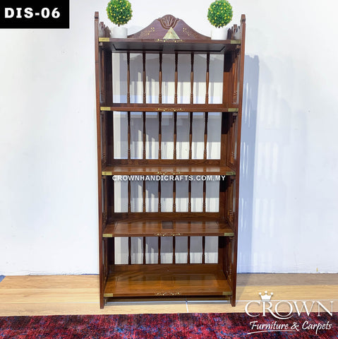 Wooden Bookshelf foldable infused with the Brass in-lay for Elegant look | DIS-06 (L31 W13 H68 Inches)
