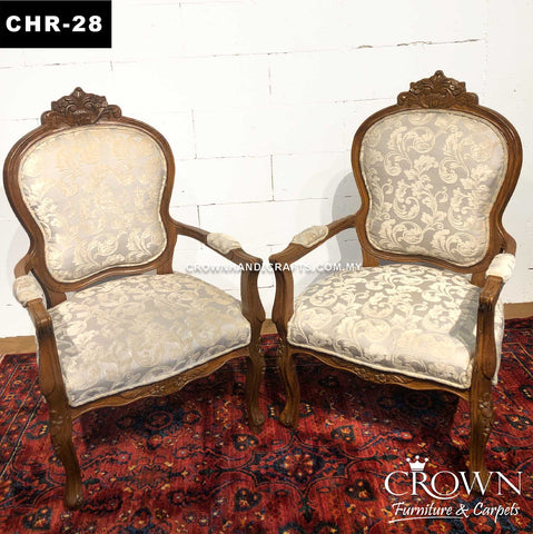 Classic Bedroom Lounge Chairs Pair | Blend of Elegance and Comfort | CHR-28 (L25.5 W21 H43 Inches)