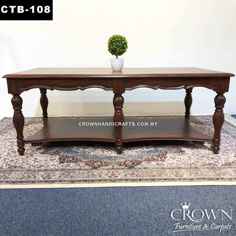 Victorian Coffee Table with Double Top to Display, Solid Wood Coffee Table in Malaysia | CTB-108 (L55 W30 H21 Inches)