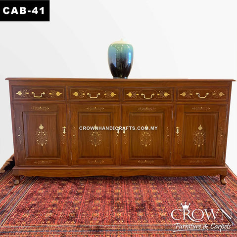 Elegant Sideboard Cabinet Brass In-laid by Artisan, Spacious and Essential Living Room and Dining Room Furniture in Malaysia | CAB-41 (L72 W18 H36 Inches)