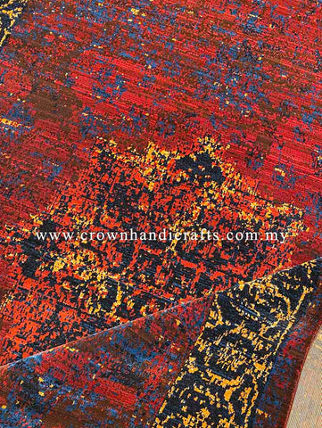 Persian Iranian Rug Wool Feel Man Made Abstract Style Geometric Motifs | Hamedan Sa123 Dark Blue