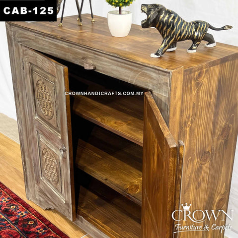 Limewash Cabinet with 2 Door Solid Wood Timeless Furniture Shop to Modernize Home Interior | CAB-125 (L37.5 W17.5 H37 Inches)