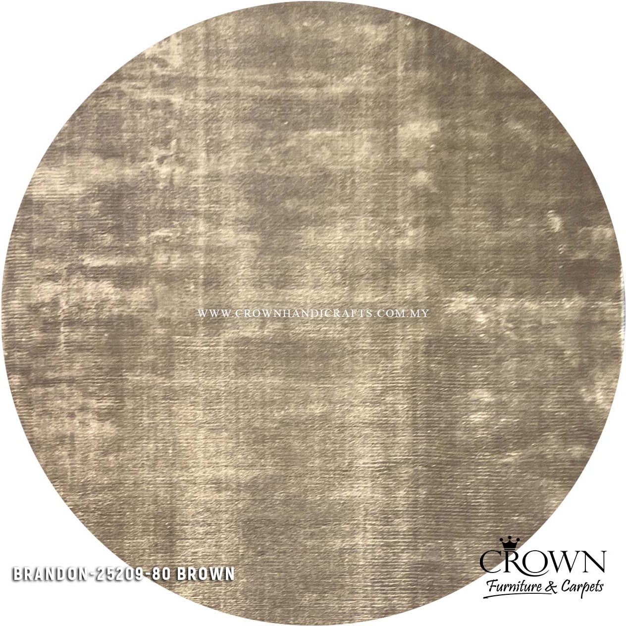 Modern Round Carpet for Living Room Designer Rugs Malaysia | Brandon Round 25209-80 BROWN