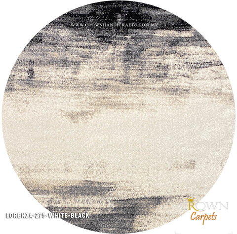 Design Your Style Your Way Rock Hard with Stunning Modern Abstract Round Rugs | Lorenza 275 White Black