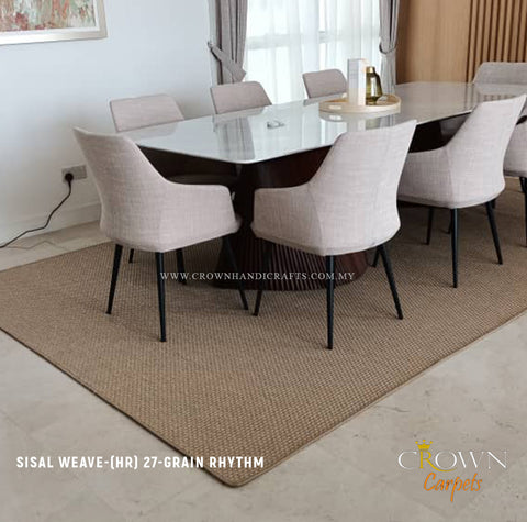 Designer Sisal Rugs: Elevate Your Dining Space with Timeless Interior Elegance | Sisal Weave 27-Grain Rhythm (HR) Wall To Wall Carpet