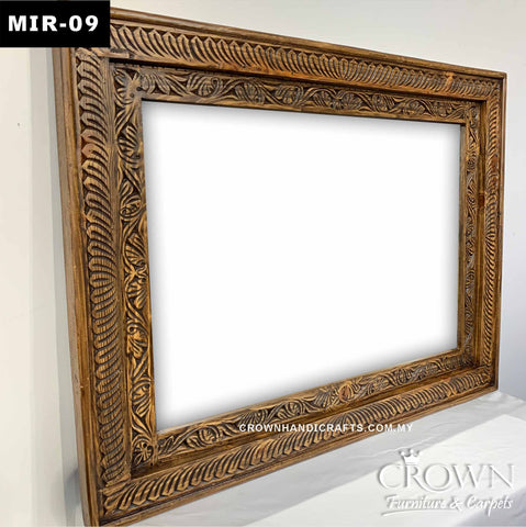 Timeless Mirror Frame, Exquisite Antique Carving for Elegant Spaces | Solid Wood Furniture | MIR-09 (L47 W36 D02 Inches)