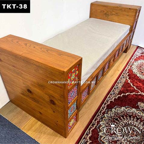 Backless Takht Couch - A Masterpiece of Bohemian Hand-Painting on Both Sides (front & back) | Tasteful Living Room Furniture | TKT-38 (L82.8 W30.5 H29 Inches)