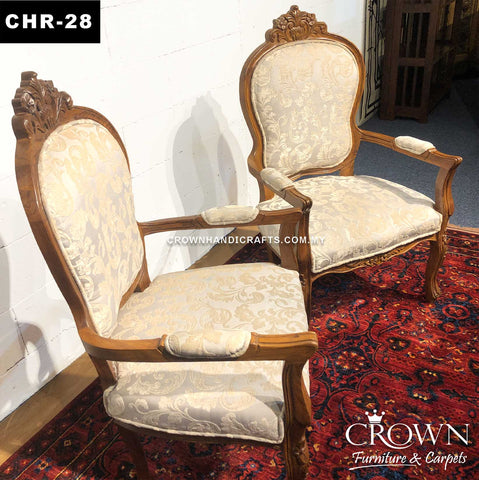 Classic Bedroom Lounge Chairs Pair | Blend of Elegance and Comfort | CHR-28 (L25.5 W21 H43 Inches)