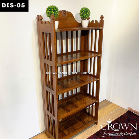 Wooden Bookshelf foldable infused with the Brass in-lay for Elegant look | DIS-05 (L31 W15 H70 Inches)