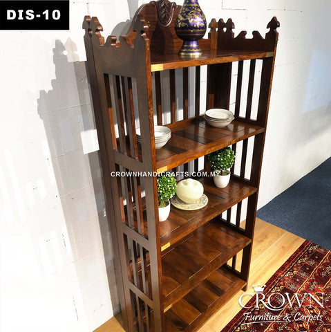 Wooden Bookshelf foldable infused with the Brass in-lay for Elegant look | DIS-10 (L31 W14 H69 Inches)