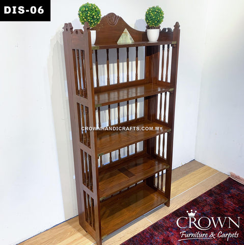 Wooden Bookshelf foldable infused with the Brass in-lay for Elegant look | DIS-06 (L31 W13 H68 Inches)