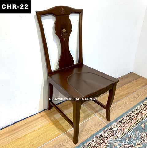 Solid Wood Dining Chair with Tasteful Brass inlay | CHR-22 (L19 W19 H41 Inches)