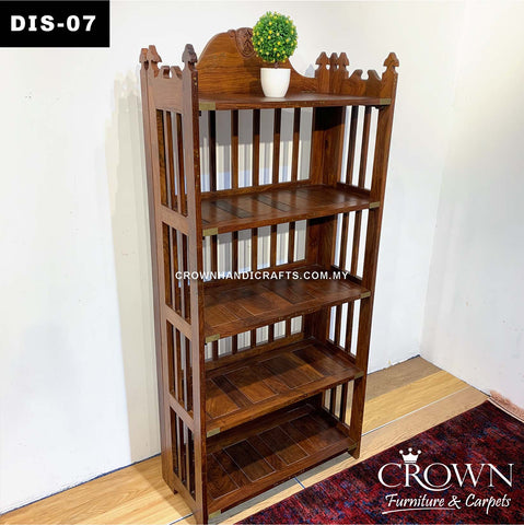 Wooden Bookshelf foldable infused with the Brass in-lay for Elegant look | DIS-07 (L31 W14 H68 Inches)