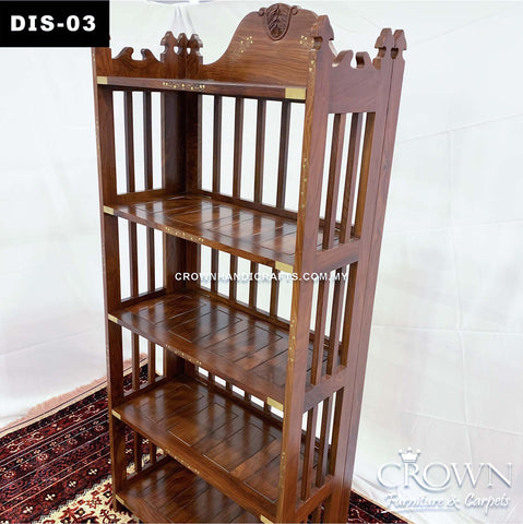 Wooden Bookshelf foldable infused with the Brass in-lay for Elegant look | DIS-03 (L31 W14 H69 Inches)
