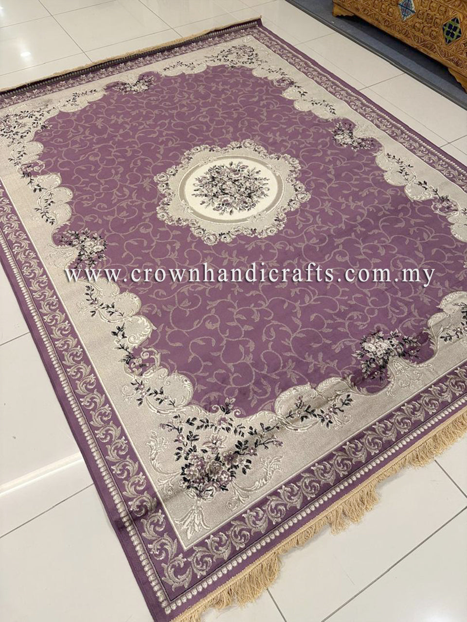 Persian Silk Carpet Iran Design - Silk Man Made Carpet | Zrabi 362 PURPLE (200X275cm)