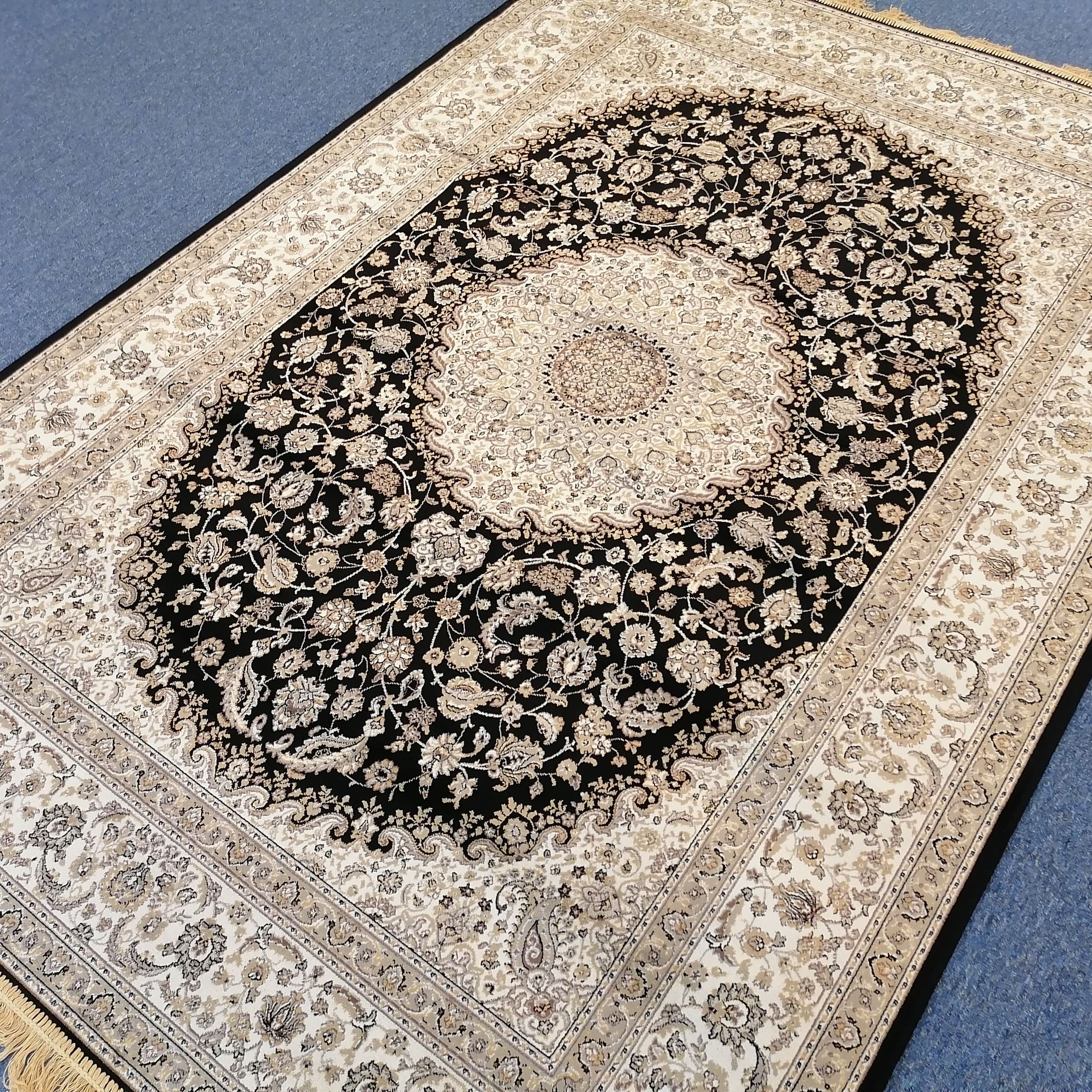 Persian Silk Rug with Iran Design 100% Man-Made Viscose Silk Carpet | Zrabi 396