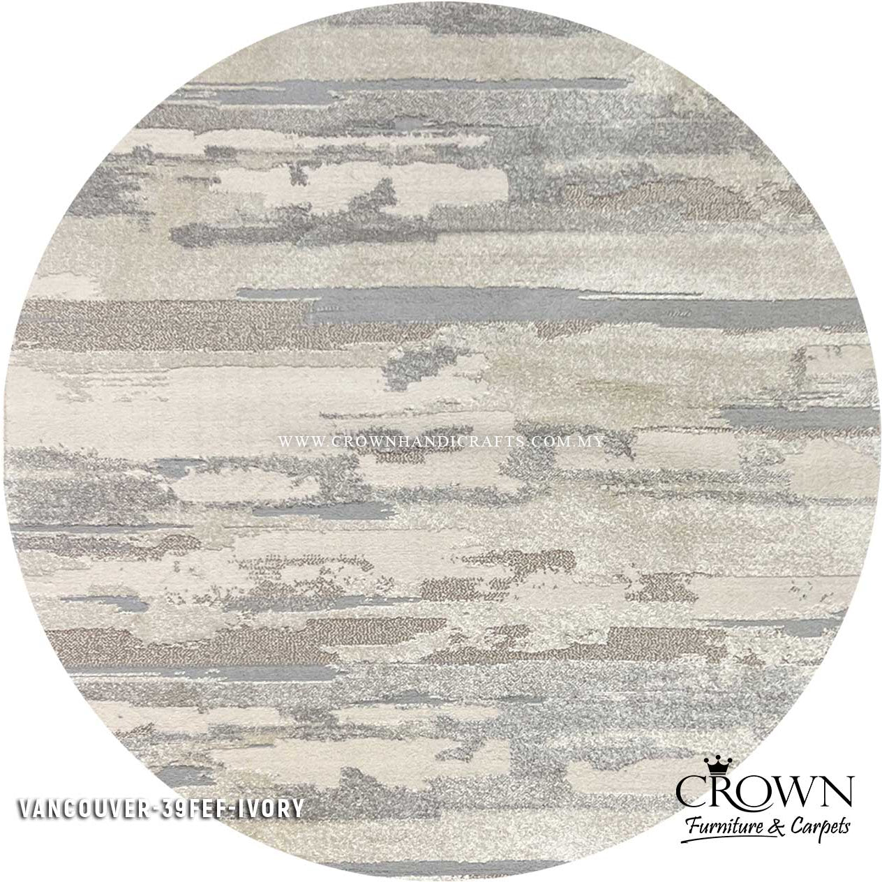 Modern Design Round Carpet for Living Room Bedroom Rugs | Vancouver 39FEF-IVORY