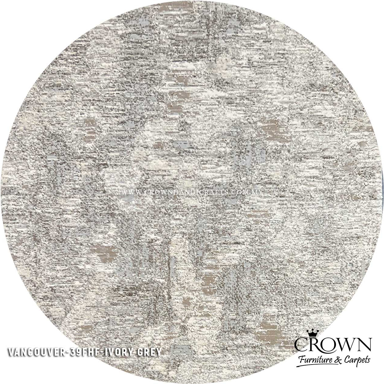 Round Modern Carpet Contemporary Design Turkey Carpets for Living Room | Vancouver 39FHF-IVORY GREY