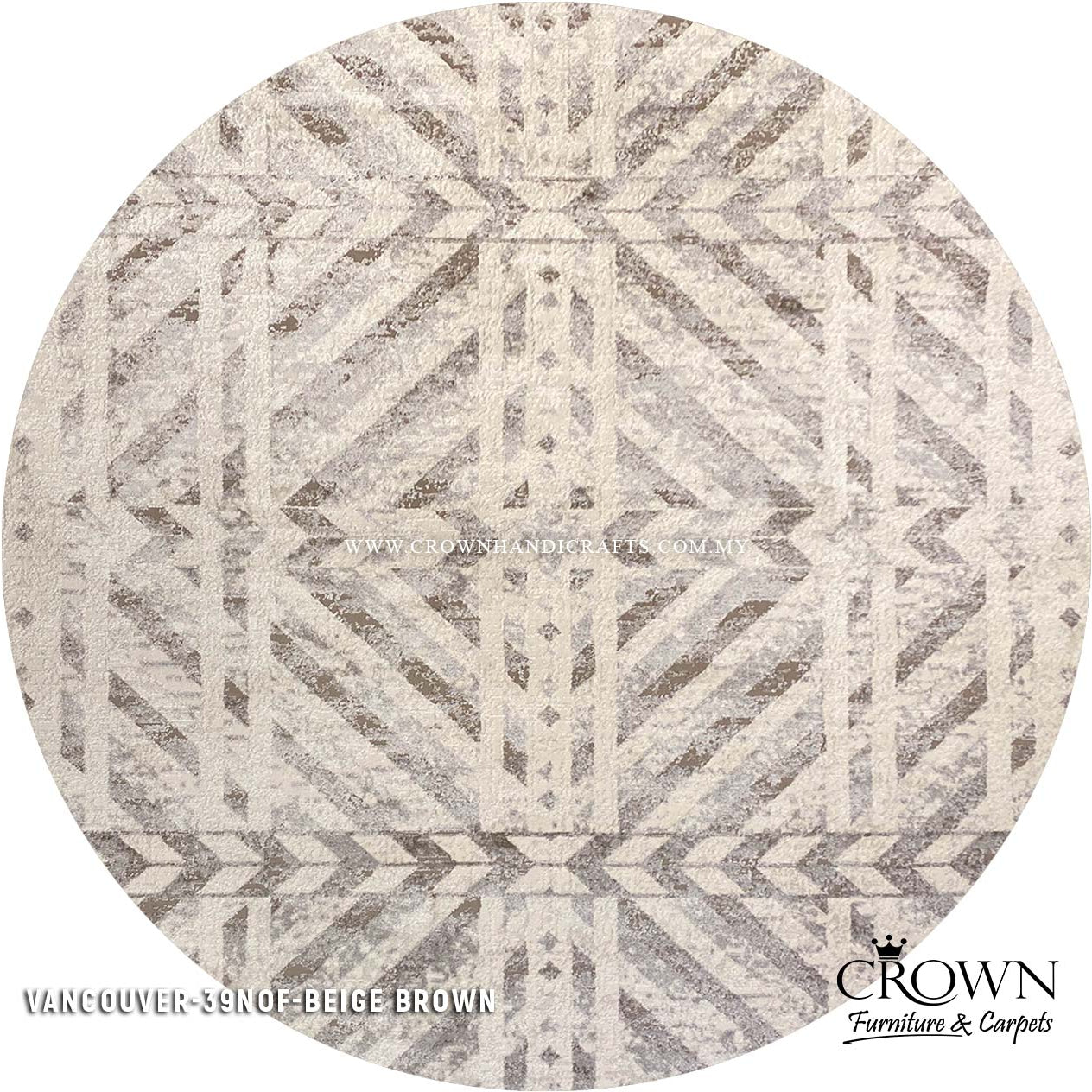 Contemporary Round Carpet Modern Design Rug Turkey Carpets for Living Room Bedroom | Vancouver 39NOF-BEIGE BROWN